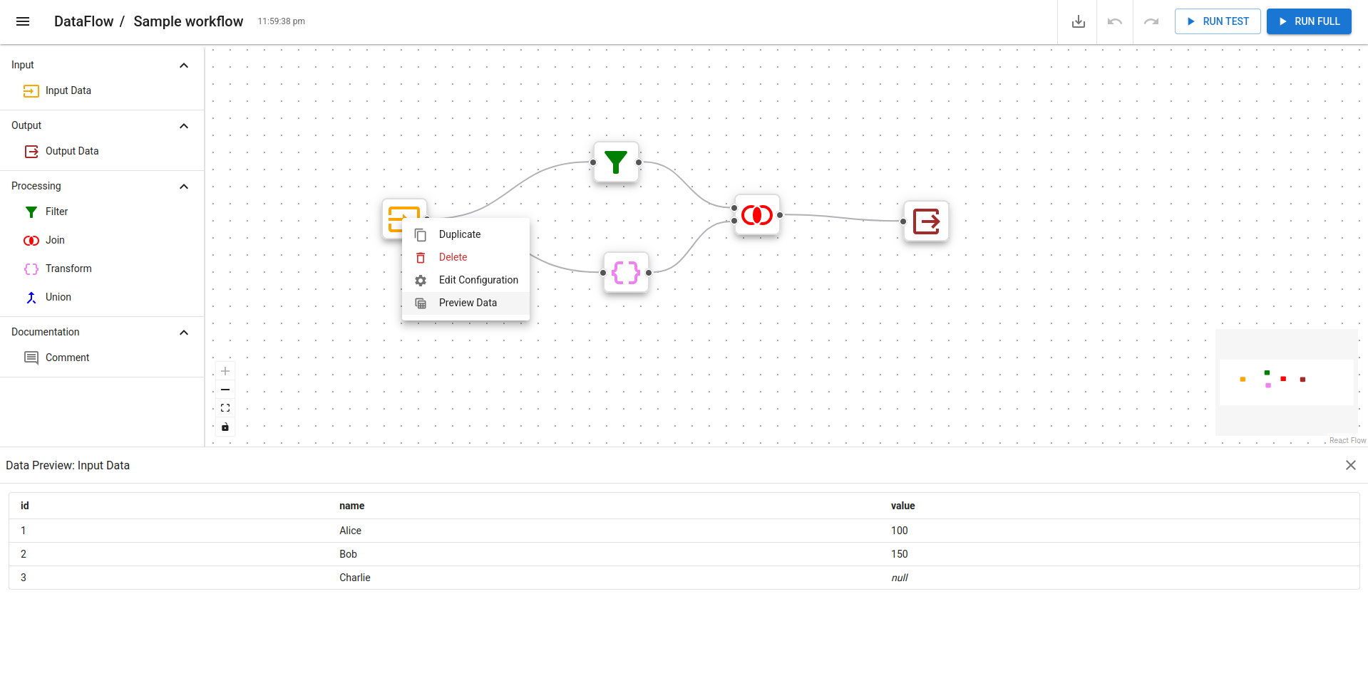 Visual Development Interface for XTransform Dataflow